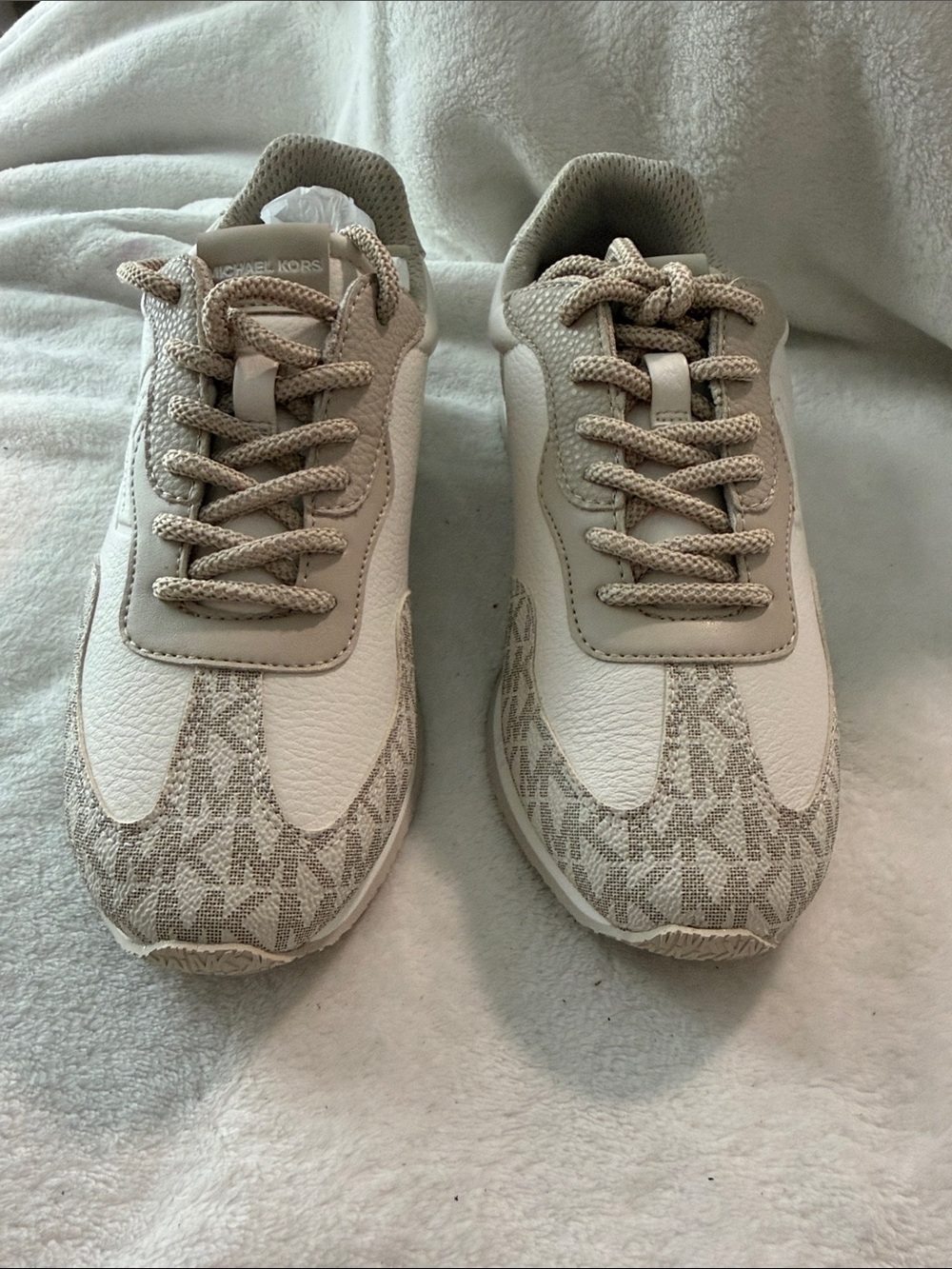 Michael Kors Cream and Beige Logo Runner Sneakers
